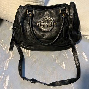 Tory Burch Large Amanda Shoulder/Crossbody Handbag-Black Leather/Gold Hardware